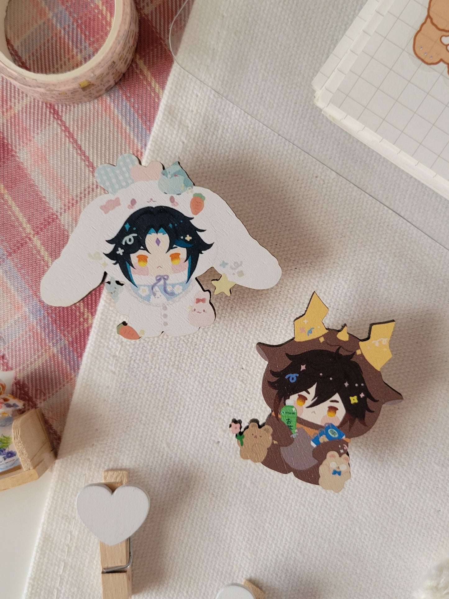 Genshin Impact Kigurumi Party Wooden Pins