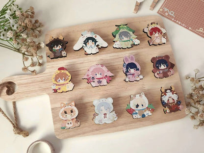 Genshin Impact Kigurumi Party Wooden Pins