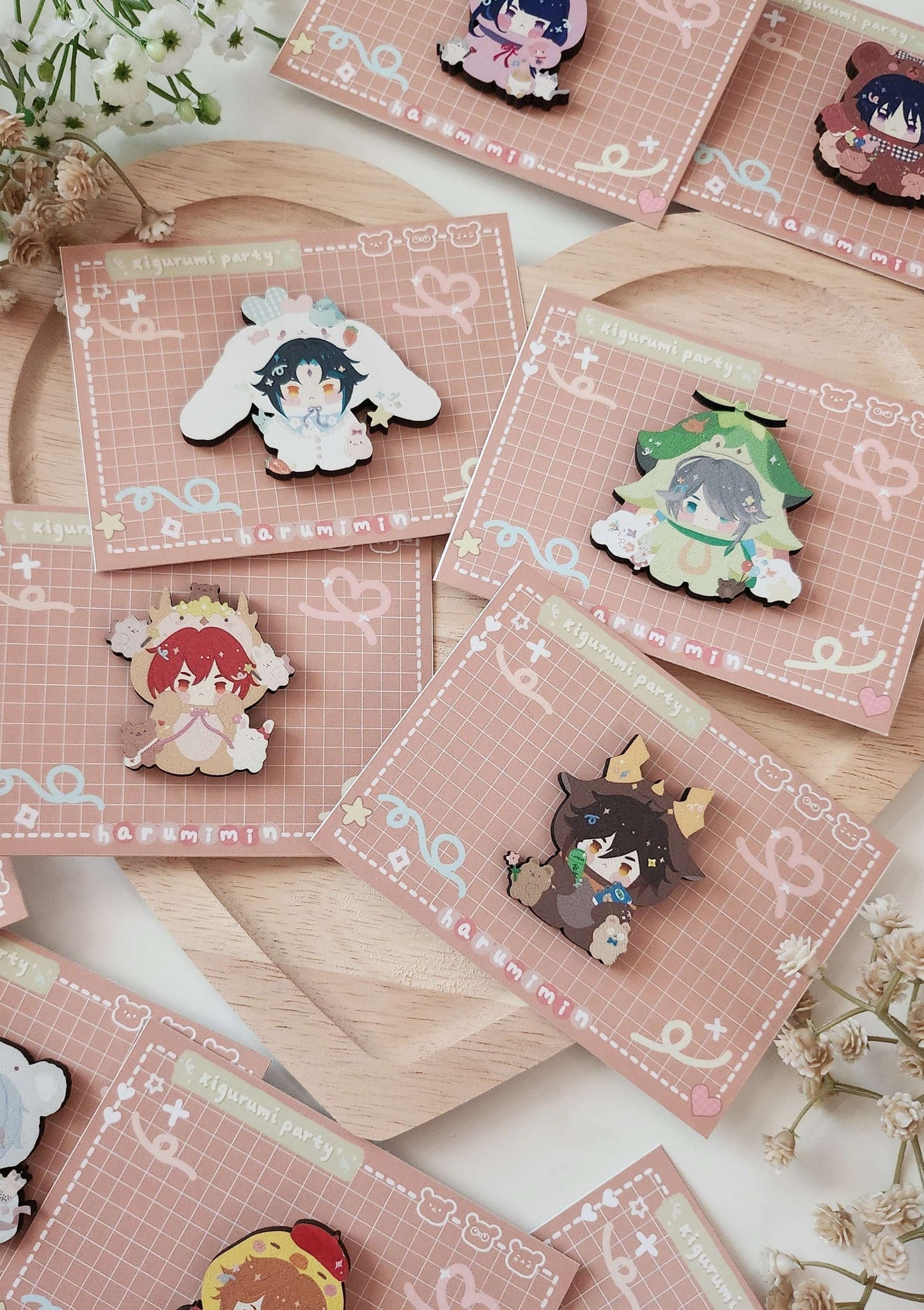 Genshin Impact Kigurumi Party Wooden Pins